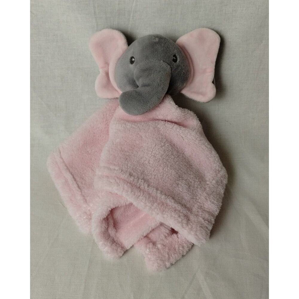 Lila & Jack Baby Elephant - Pink Lovey - Terry Cloth Security Blanket - 11 Inch